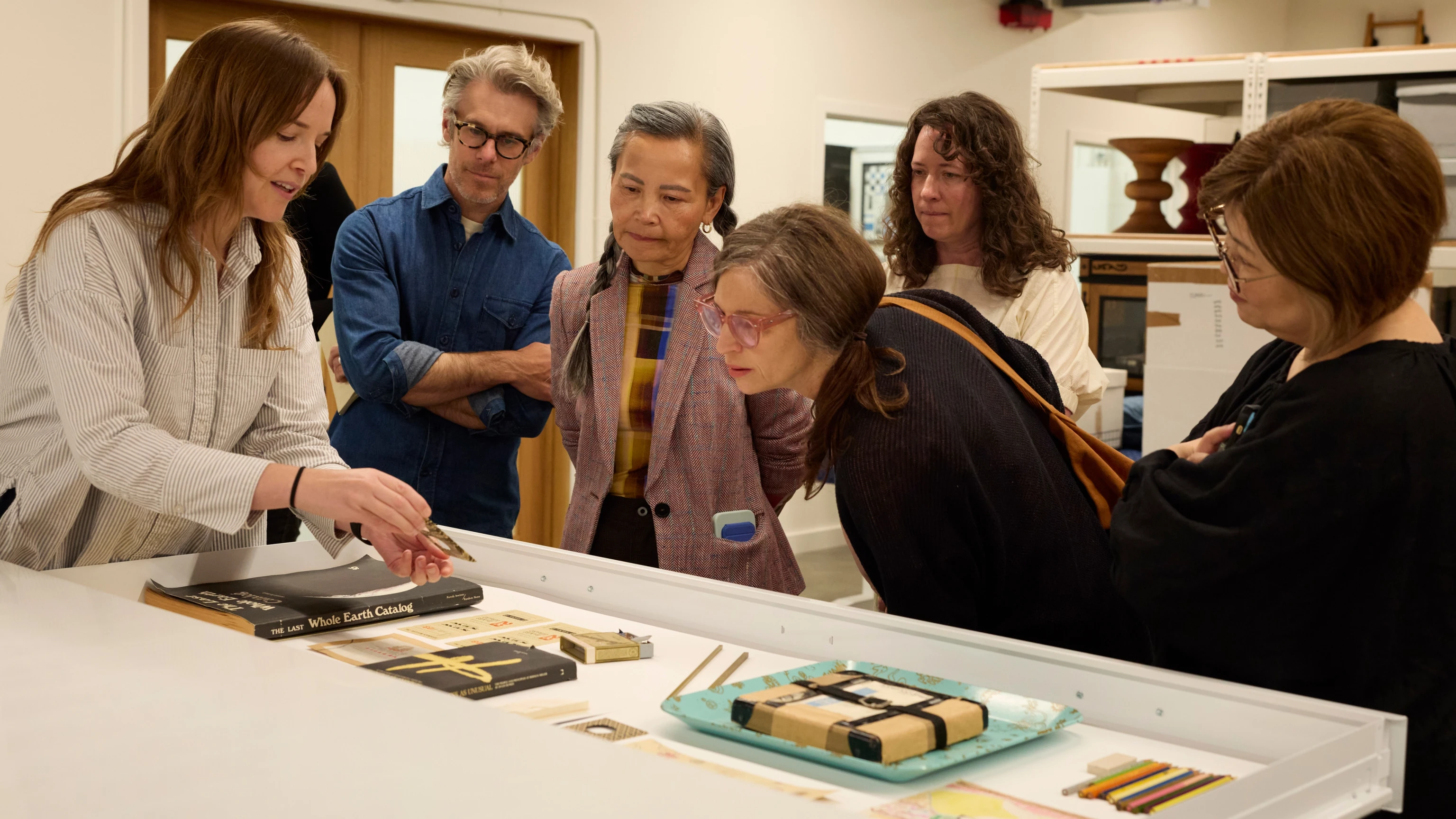 Eames Institute artists in residence on a tour of the Eames Archives