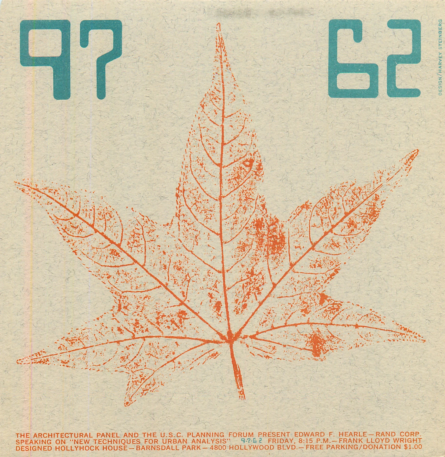 Architectural Panel flier designed by Annette Del Zoppo featuring a large detailed print of a leaf.