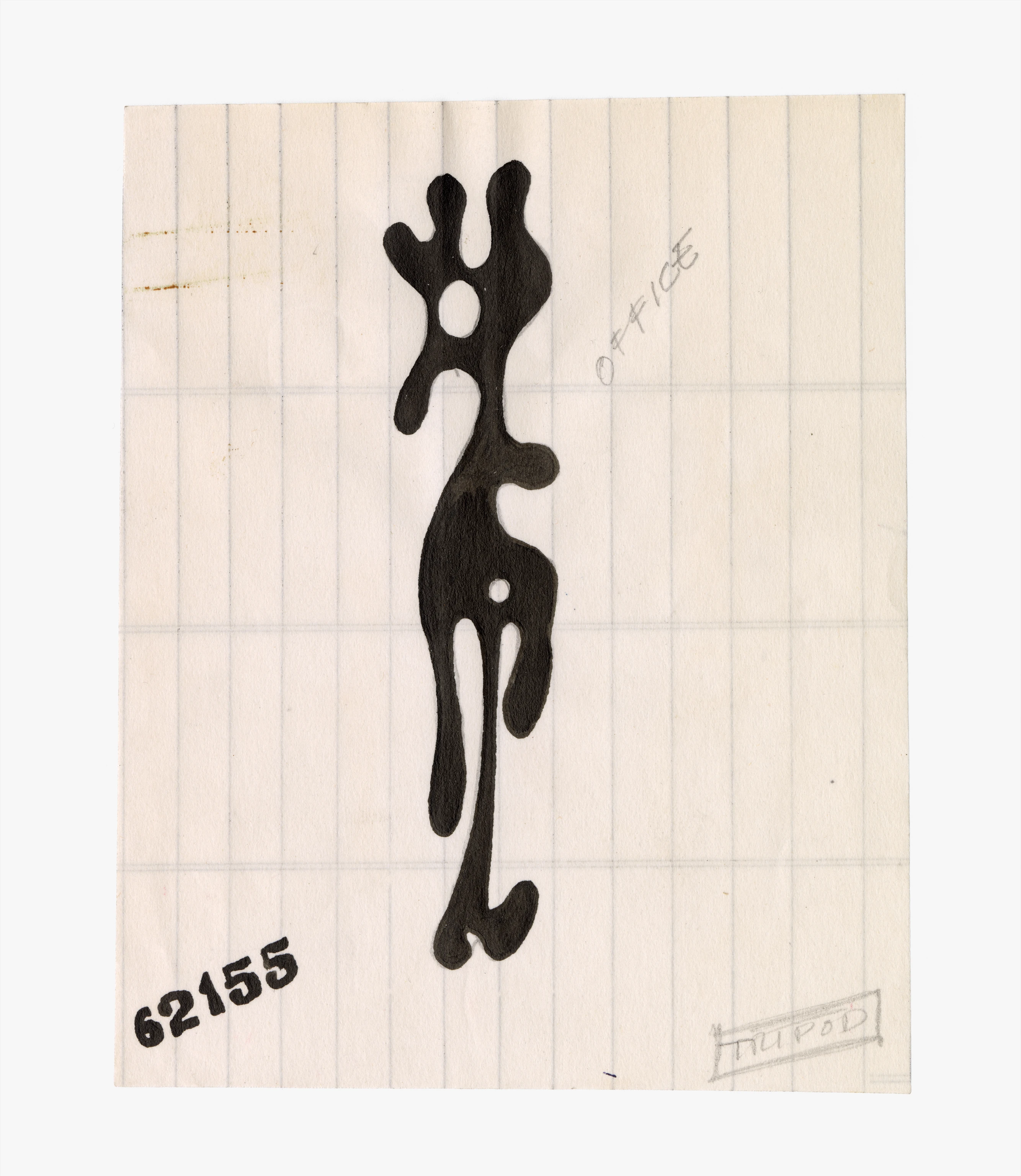 Ink drawing by Ray Eames for a sculpture using the contours of the leg splint pattern.