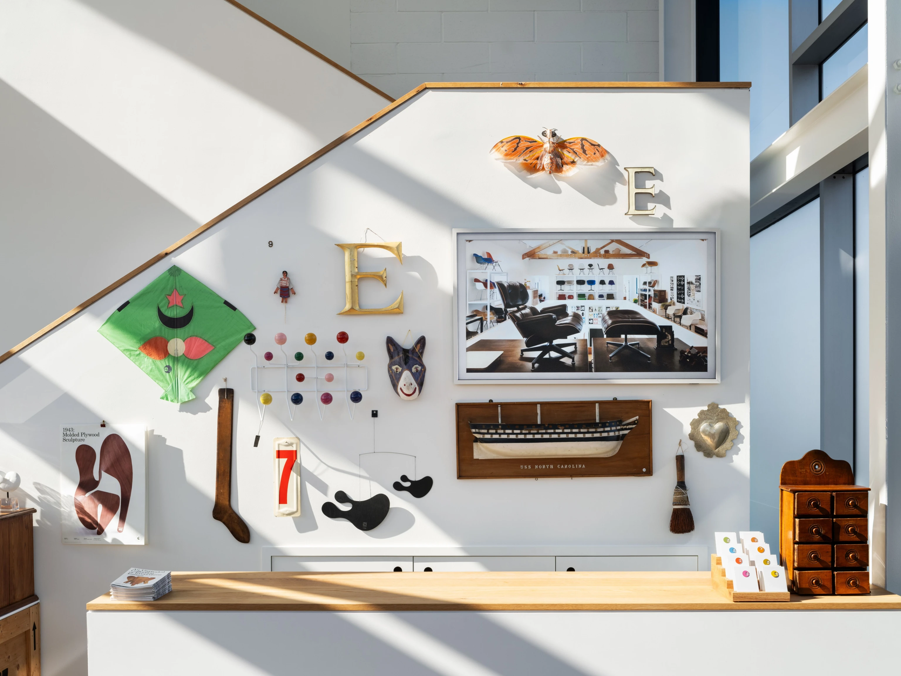 The Shop at the Eames Archives in Richmond California, featuring vintage items and design objects.