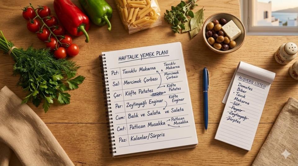 Haftalık yemek planlaması ile market alışveriş listesi hazırlama