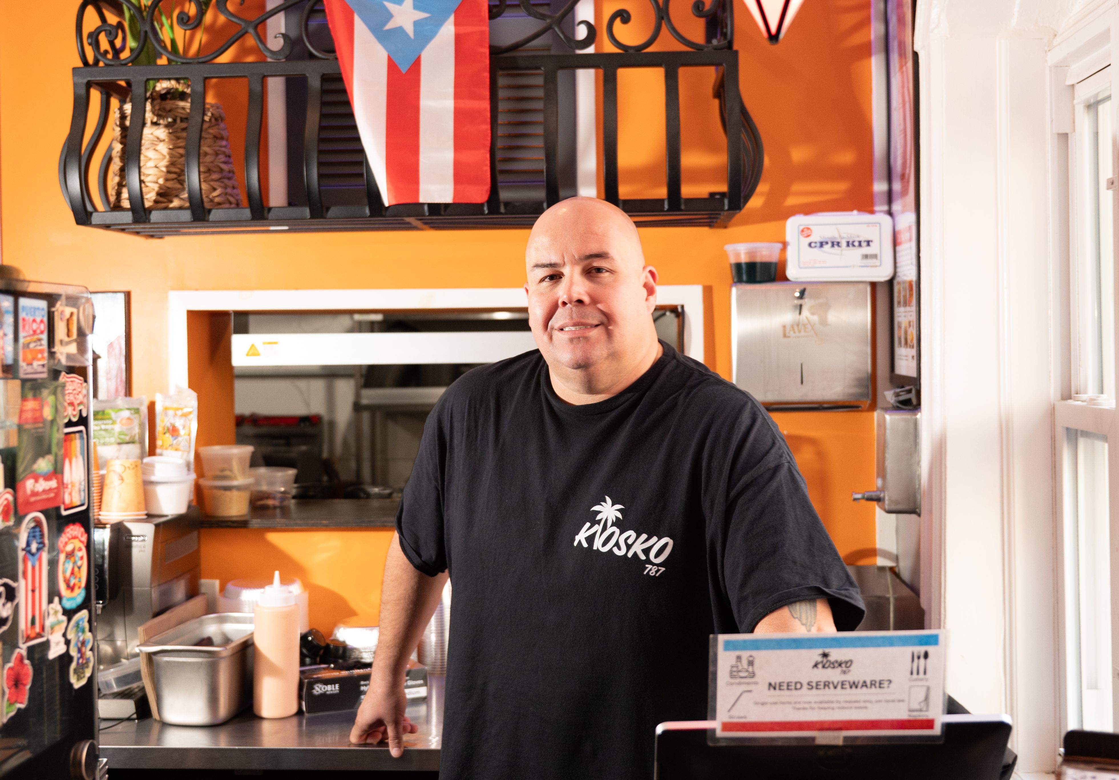 Alfonso Rosario, owner of Kiosko 787 restaurant in Brooklyn. Photo by Naeem Douglas