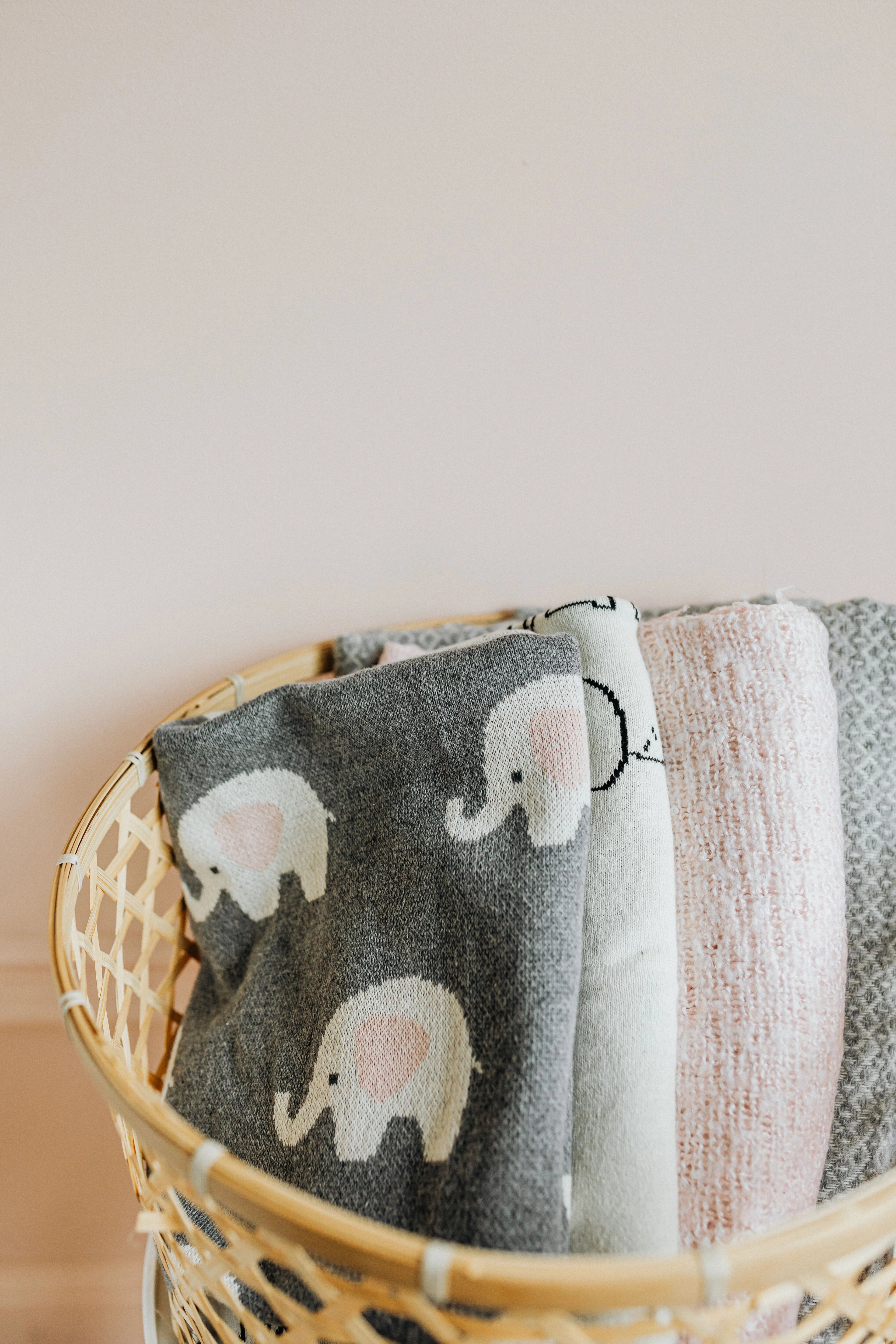 baby blankets in basket 