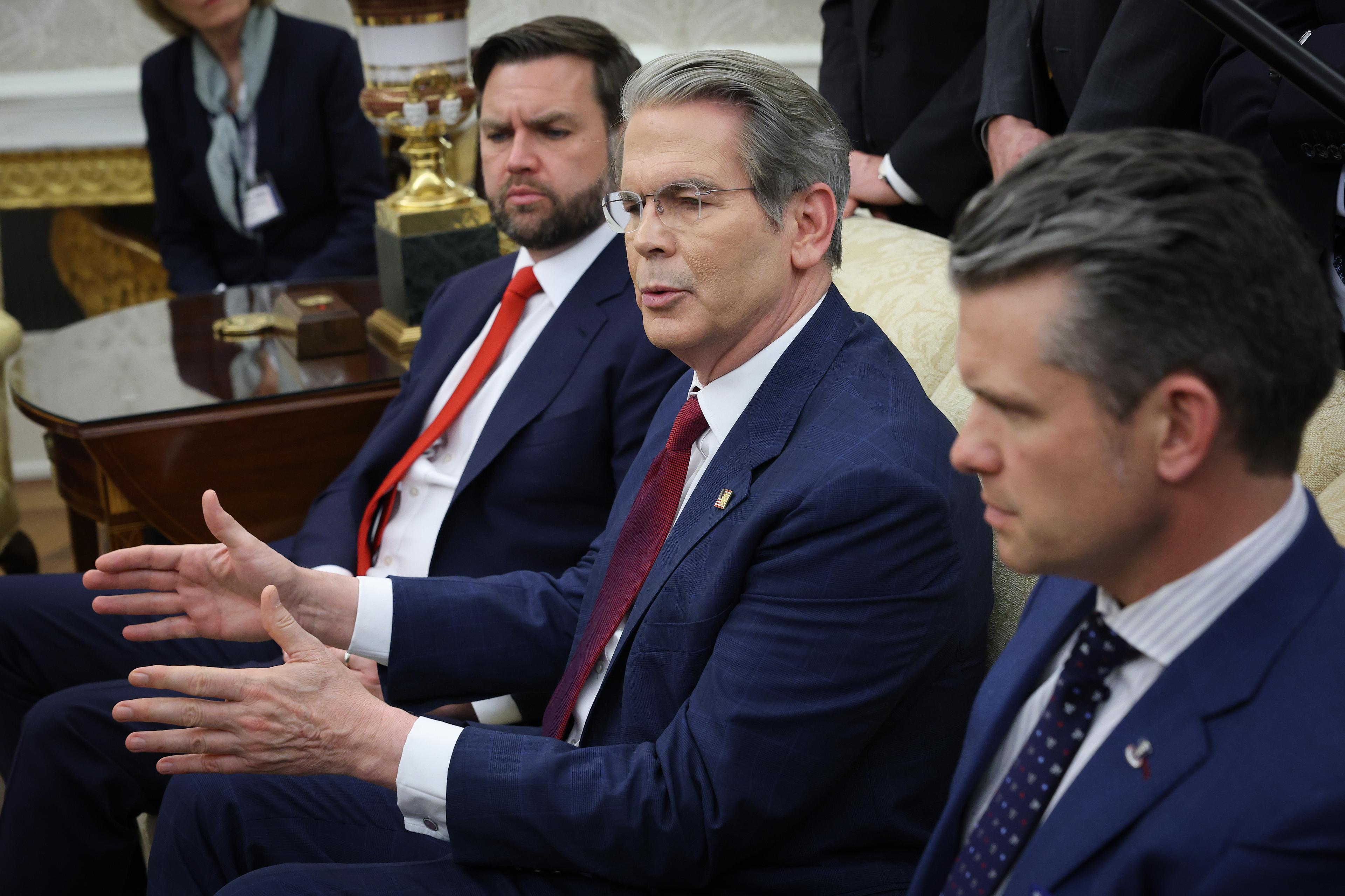 Photo of U.S. Vice President JD Vance, Treasury Secretary Scott Bessent, Defense Secretary Pete Hegseth