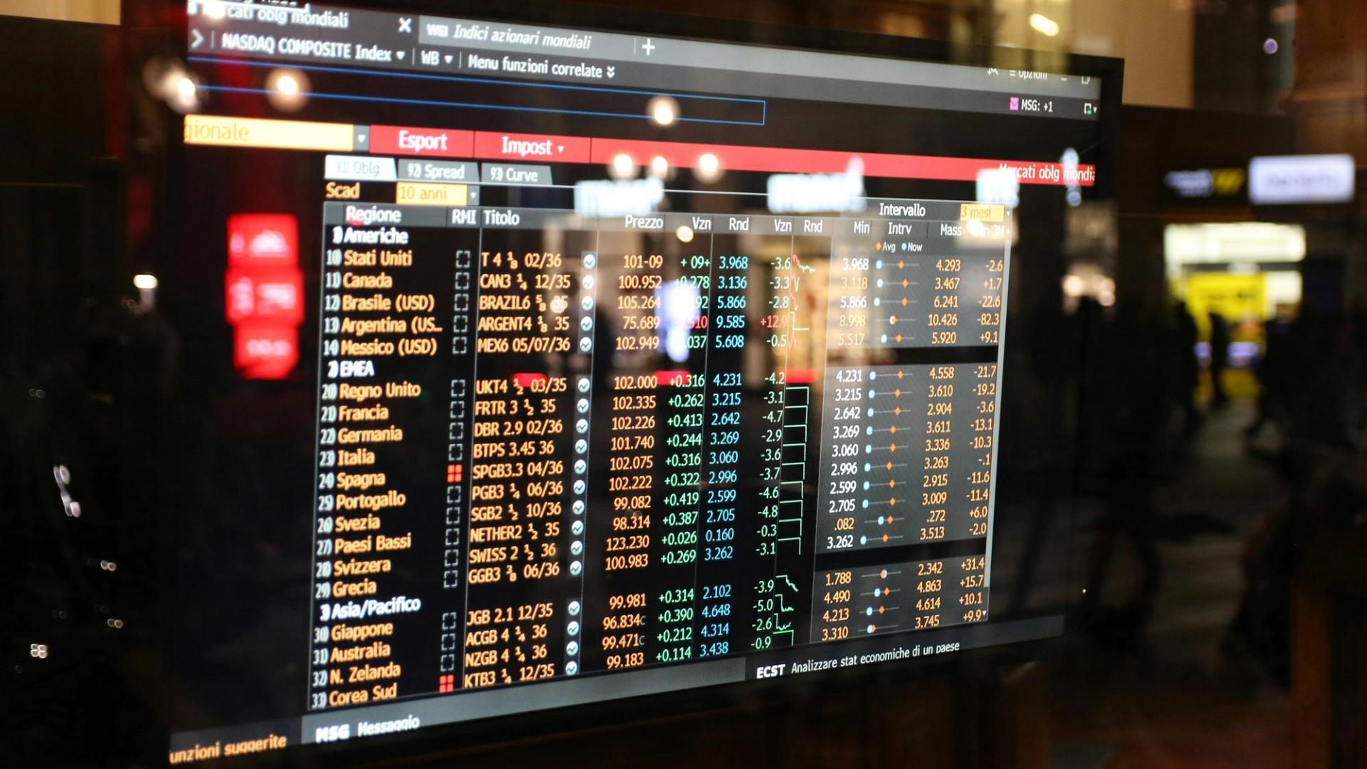 World stock index tickers on a terminal (Daniel Brzdęk/Unsplash)