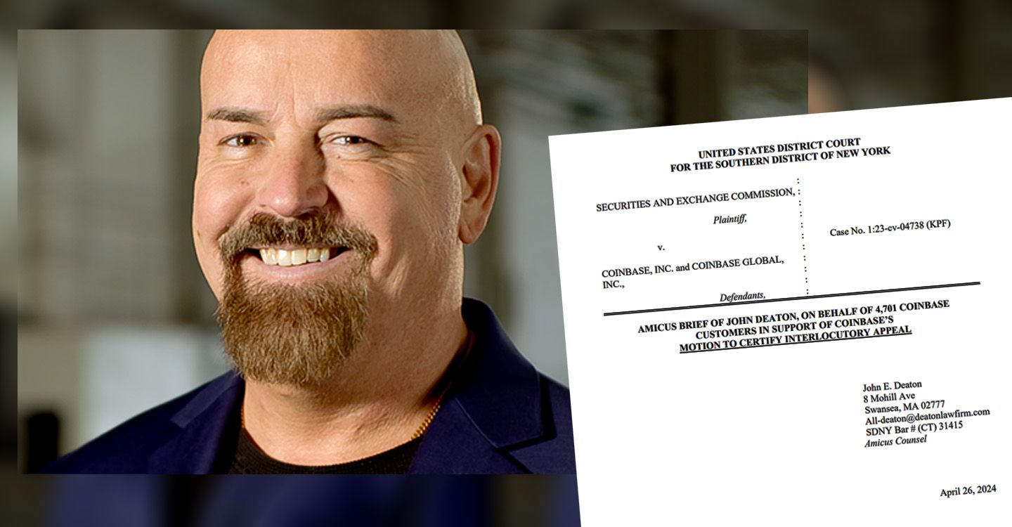 Warren Rival for Senate Race John Deaton Argues for Coinbase in SEC  Challenge