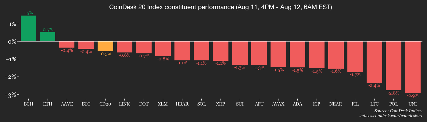 CoinDesk 20 members’ performance