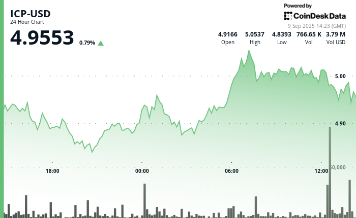 ICP Drops 3% as Rally Stalls at $5.05 Resistance