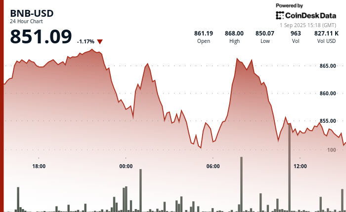 BNB Slips Below $860 as Traders Brace for U.S. Jobs Data