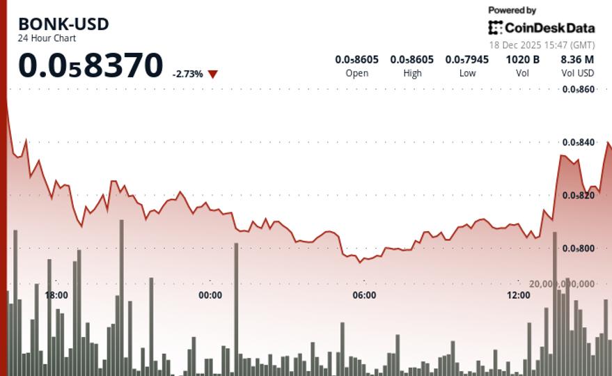 BONK drops 6.2% as elevated volume marks shift at key technical levels