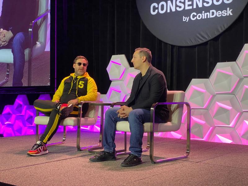 Block TBD lead Mike Brock (left) at Consensus 2022 (Brad Keoun/CoinDesk)