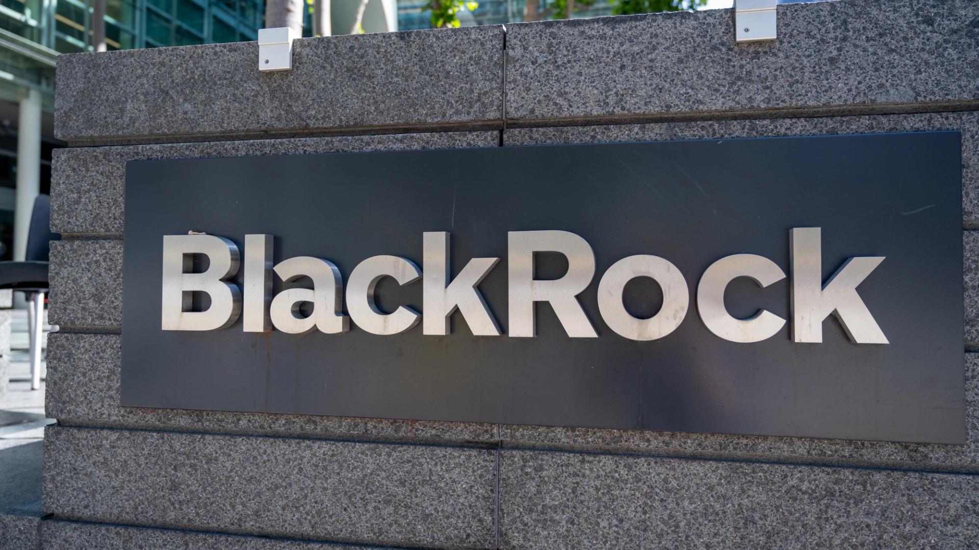 BlackRock logo on a stone block
