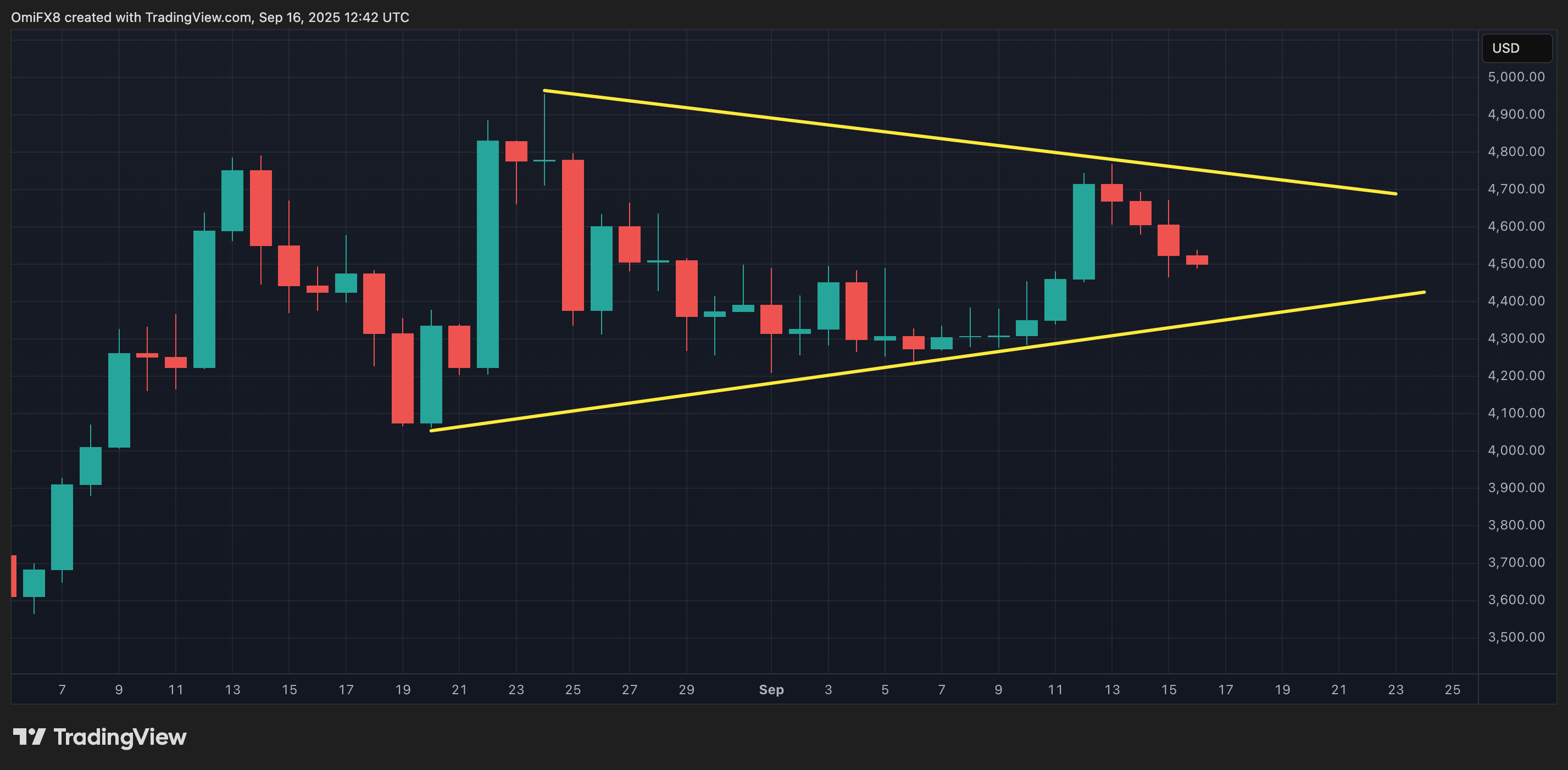 Ether's daily chart in candlesticks format. (TradingView/CoinDesk)