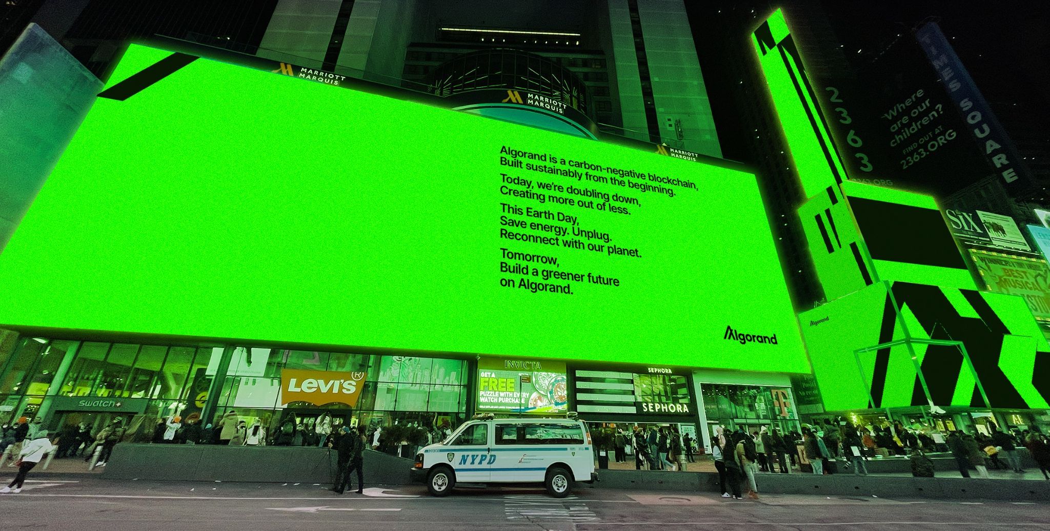 Algorand Rents Times Square Billboard to Tout Green Cred Ahead of Earth Day
