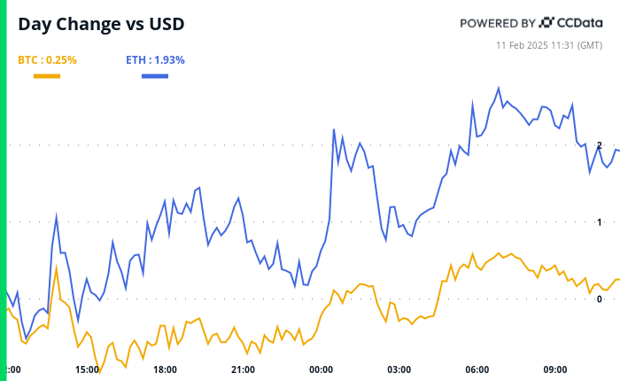 coin market cap Bitcoin and ether’s 24-hour performance