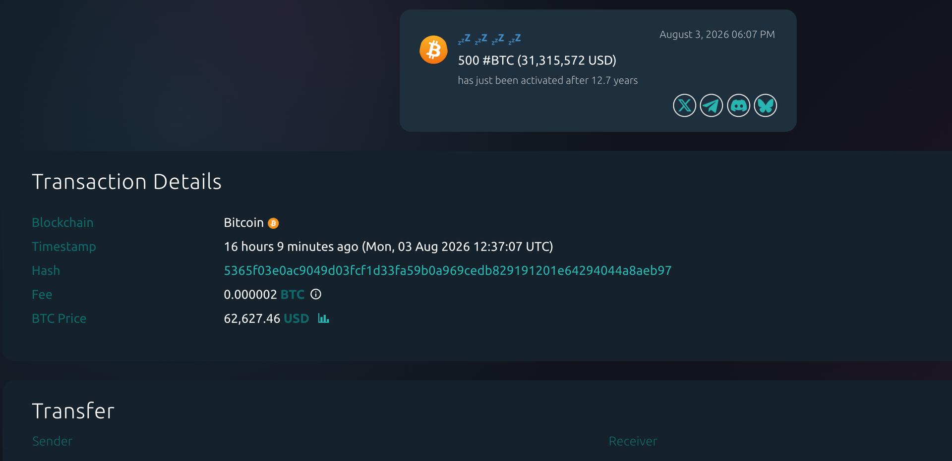 Old Bitcoin Wallet Moves $31 Million After 12 Years