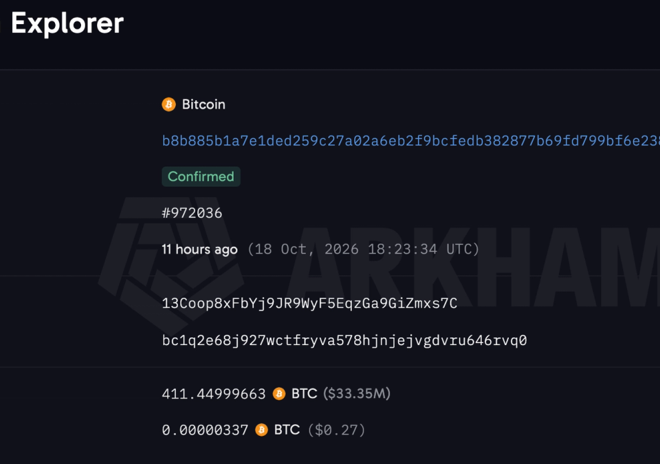 Dormant 2013 Bitcoin Whale Moves 411.45 BTC Worth About $34M to SegWit Wallet