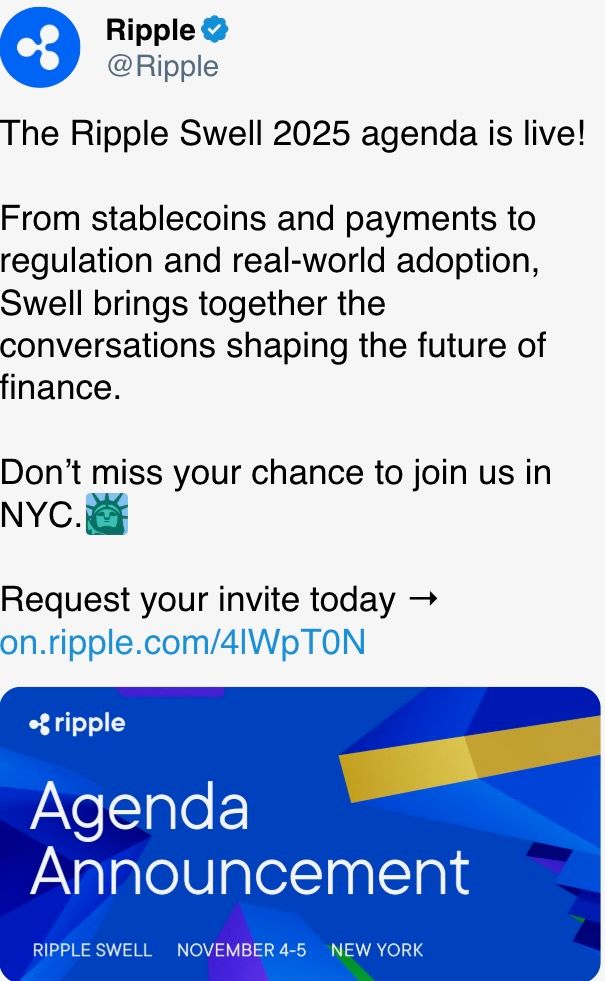 The Ripple Swell 2025 agenda is live! The Ripple Swell 2025 agenda is live!