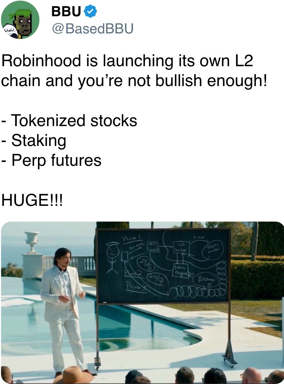 Robinhood is launching its own L2 chain and you’re not bullish enough! 
