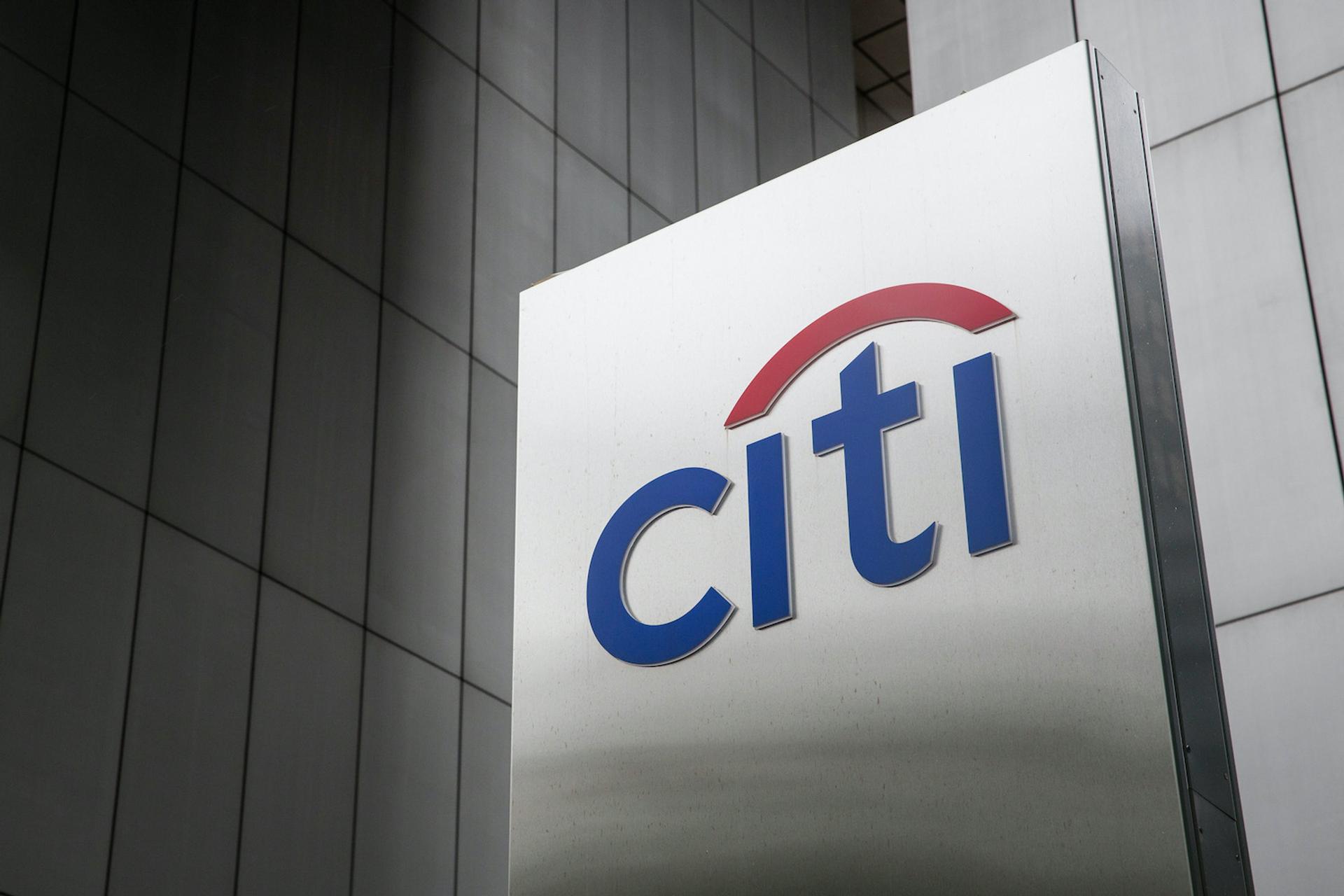 Citigroup logo on a building.