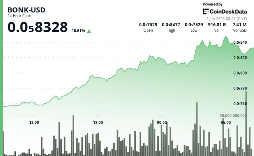 BONK jumps more than 10% in 24 hours as momentum pushes price higher
