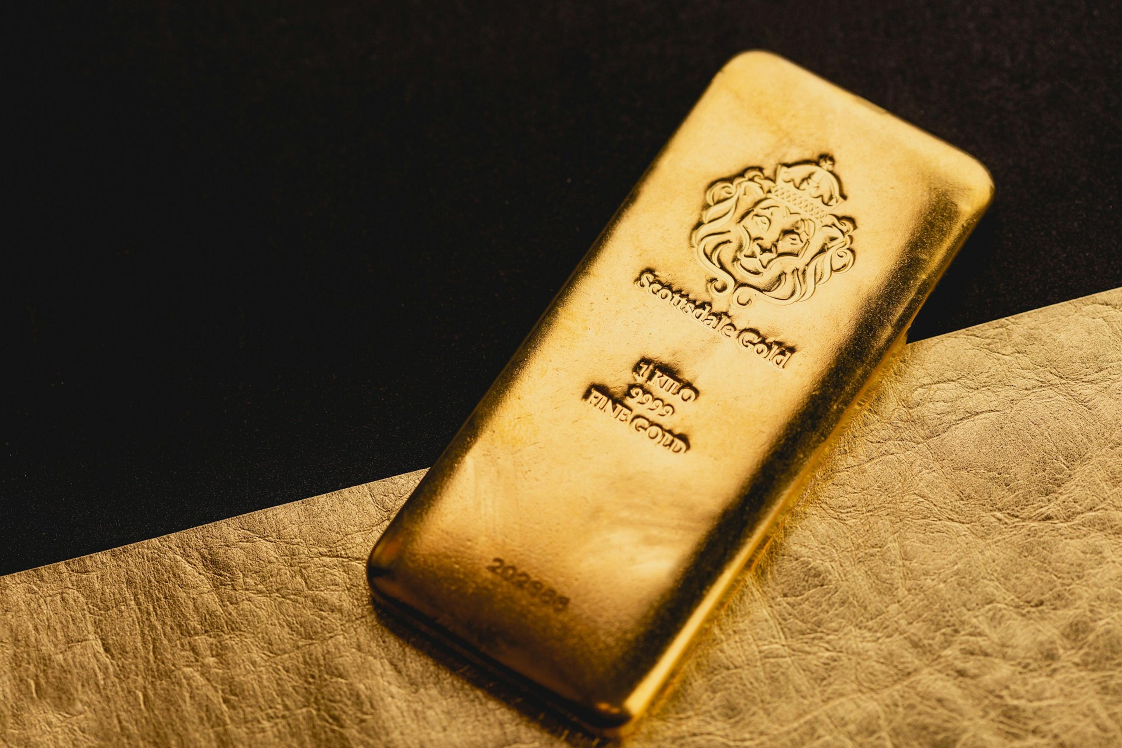 A gleaming gold bar, symbolizing wealth and stability