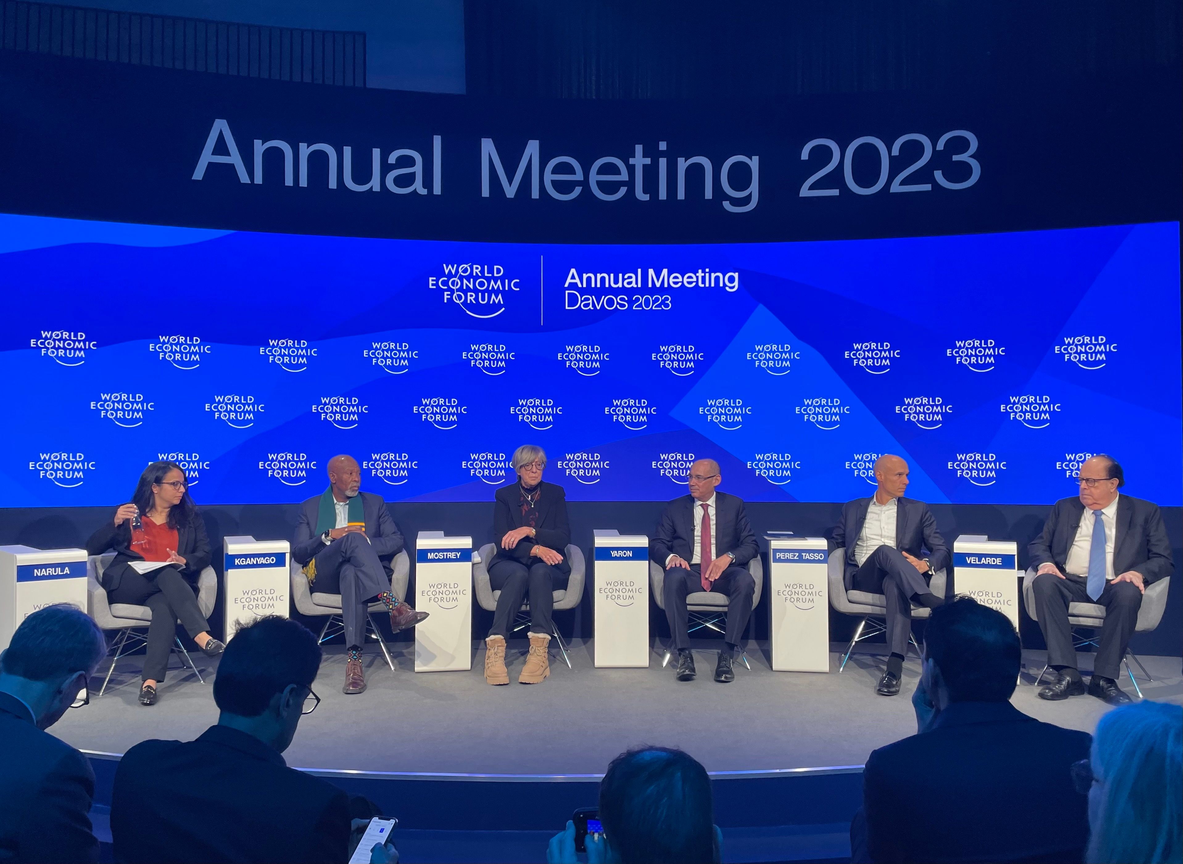 A panel on central bank digital currencies at the 2023 World Economic Forum in Davos, Switzerland. (Sandali Handagama/CoinDesk)