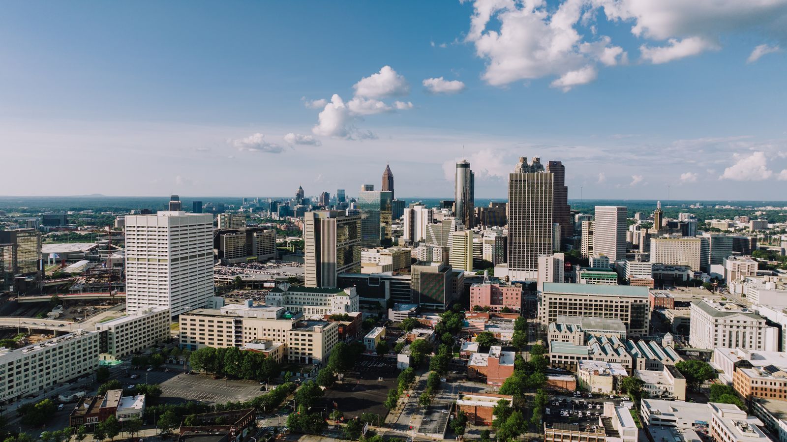Aerial view of downtown Atlanta's skyline