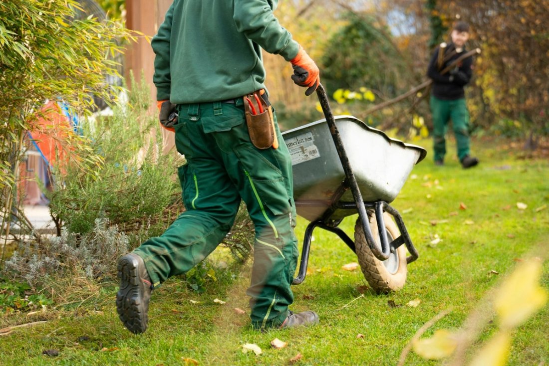 Commercial landscaping crew on the job