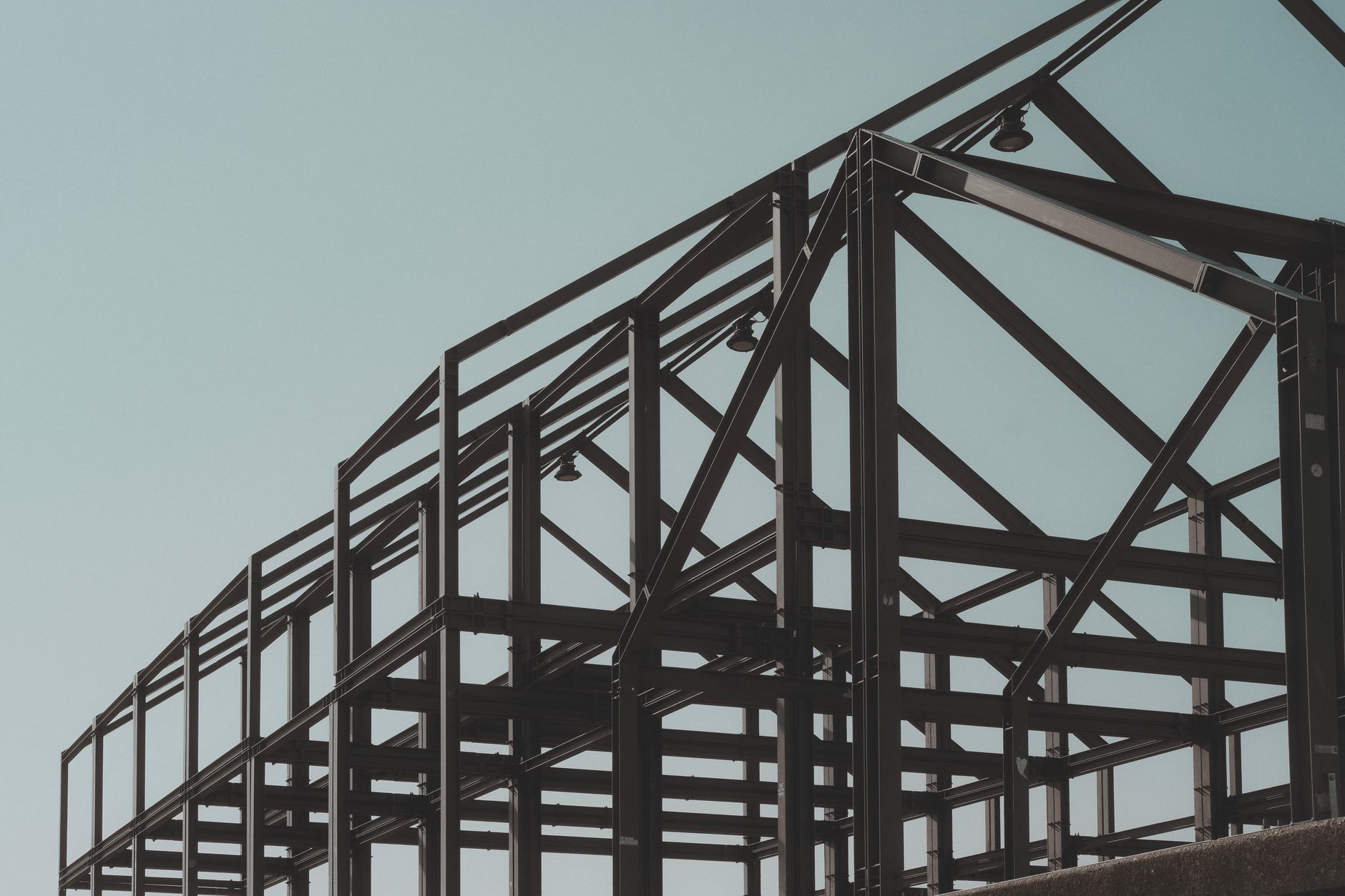 Structural steel framing on a commercial construction project.