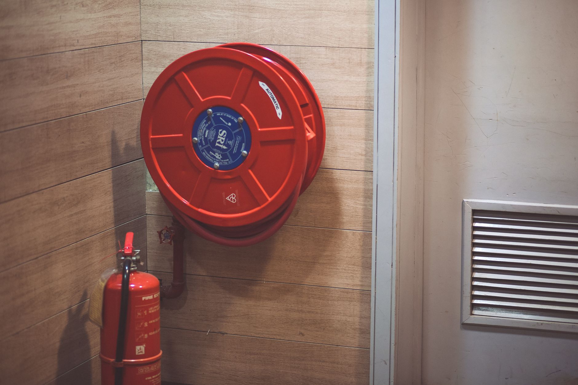Fire protection equipment in a commercial building.