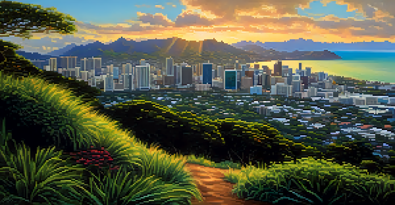 A view from Tantalus Lookout showcasing the Honolulu skyline at sunset.