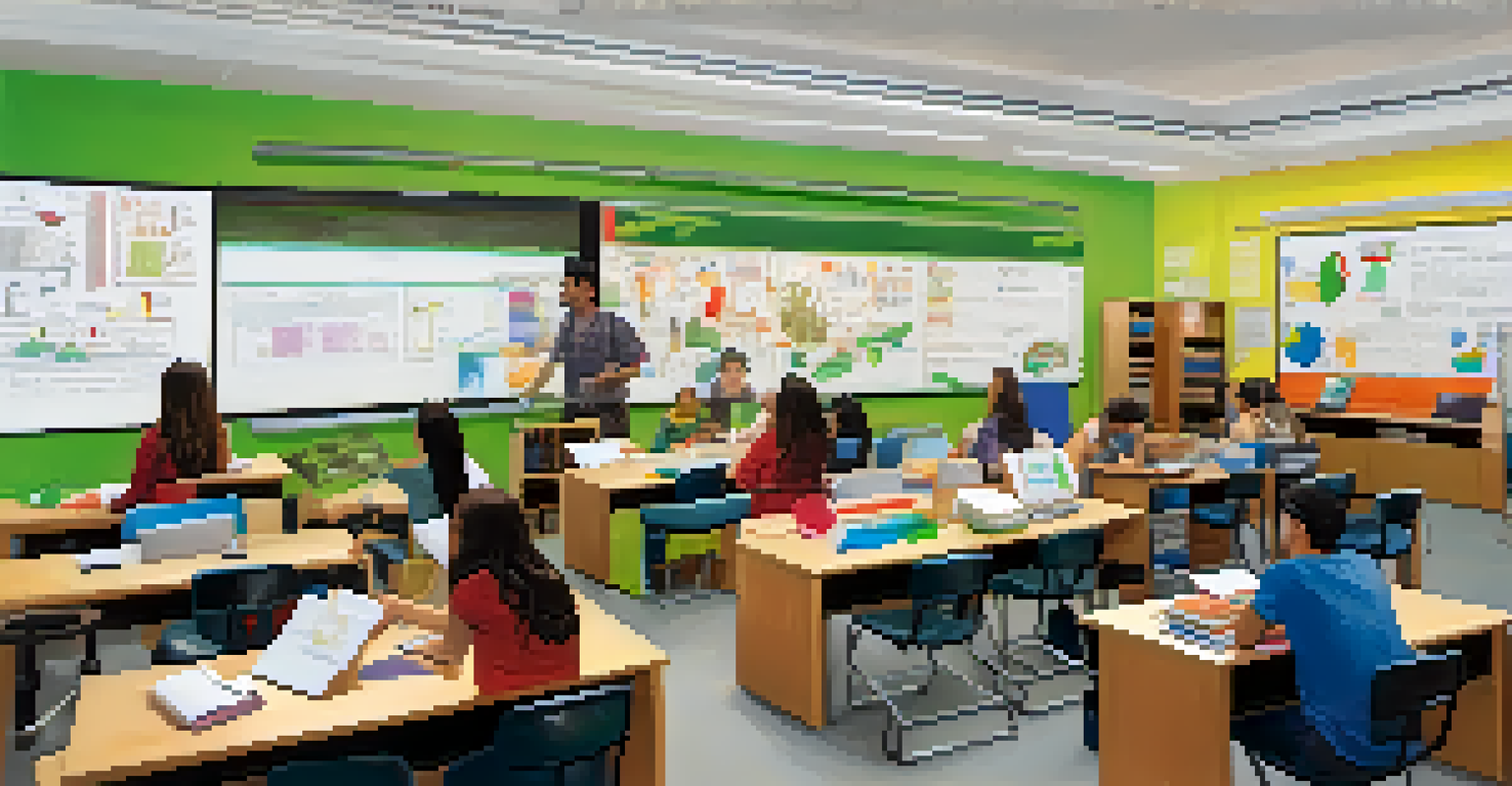 Students participating in a hands-on learning activity in a modern classroom at the University of Hawaii.