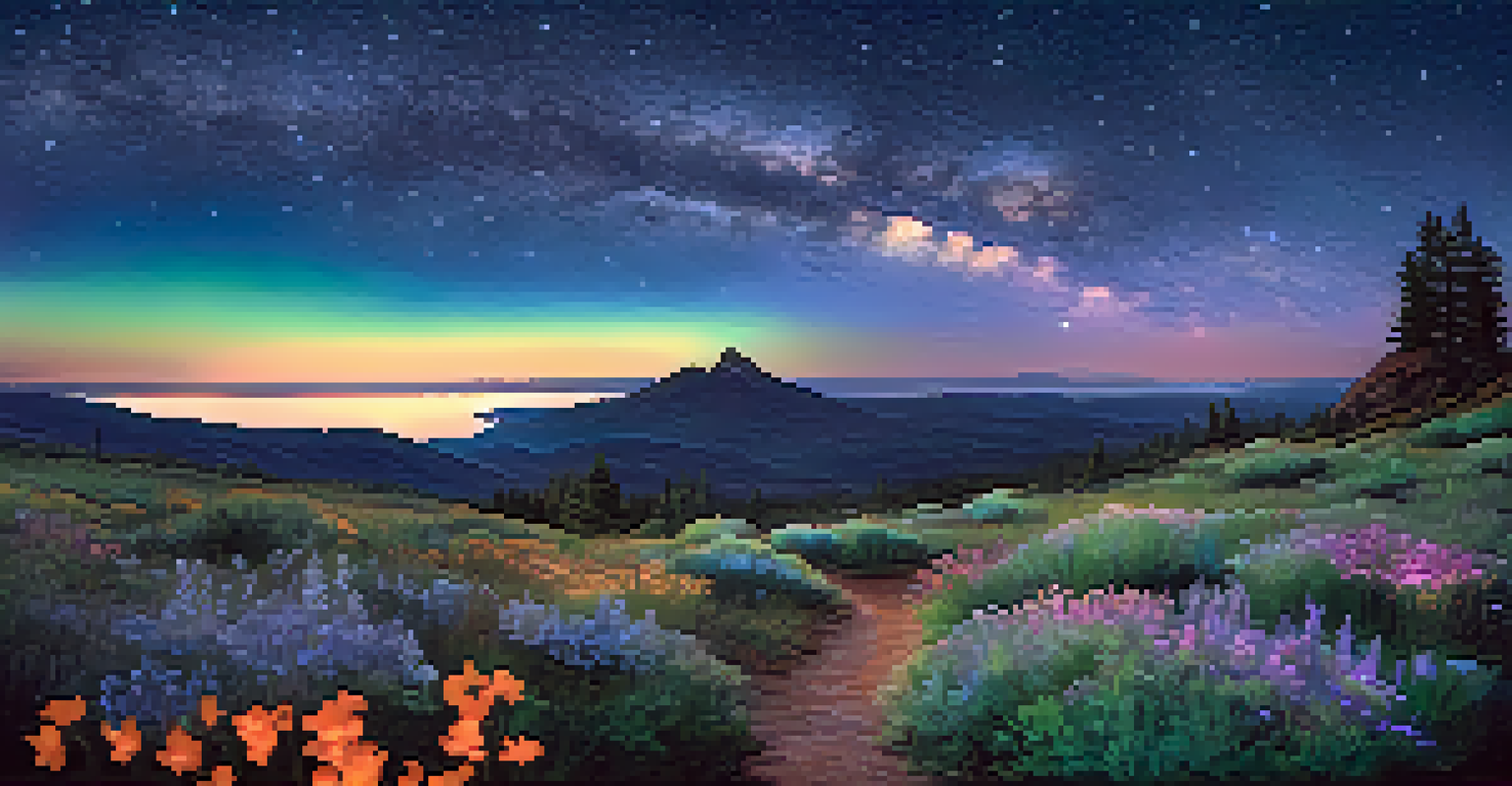 A breathtaking view of a Dark Sky Reserve, highlighting a clear sky full of stars and a hint of aurora above rocky terrain.