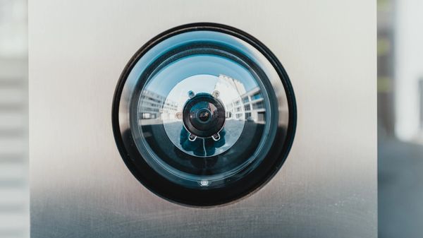 Close up of a security camera.