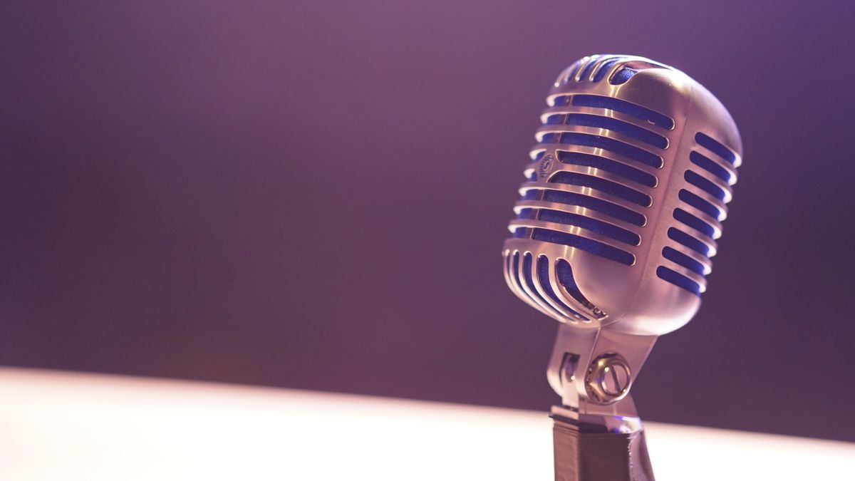Close up of a retro-style microphone