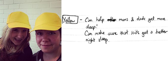 Wearing yellow hats.