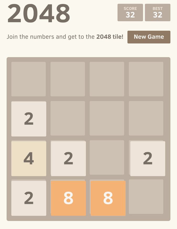 2048, a tile-based game developed by Gabriele Cirulli.