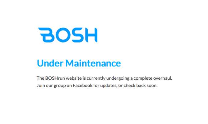 BOSH site under maintenance notice.