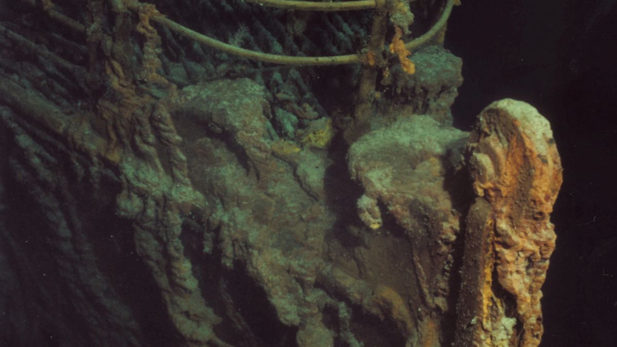 Titanic shipwreck under the sea.