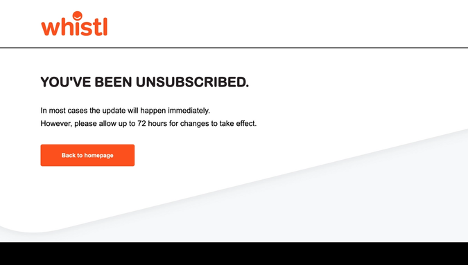 Unsubscribe confirmation page