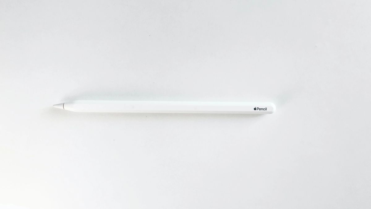 Apple pencil 2nd generation on white background.