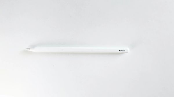 Apple pencil 2nd generation on white background.