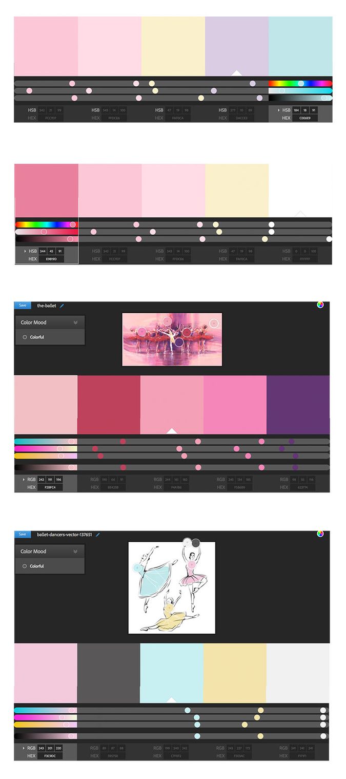 Test colour palettes using Adobe Kuler.