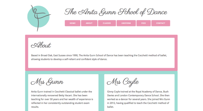 Desktop version of the site homepage.