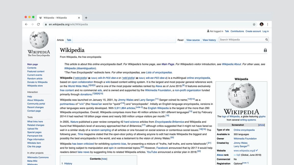 Screenshot of Wikipedia page.