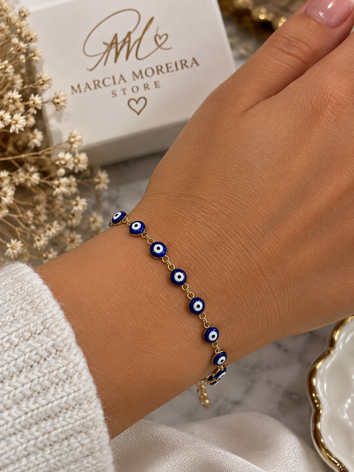  Pulseira Dourada com Olho Grego ✨
