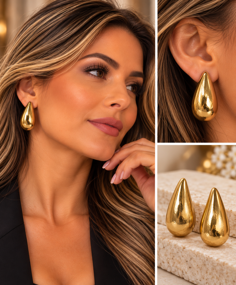 Brinco dourado lagrima