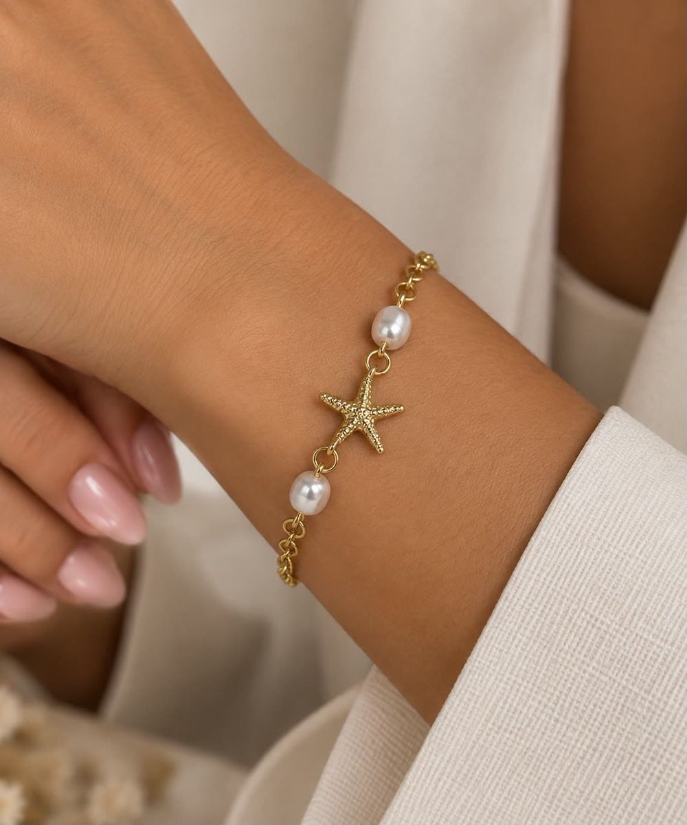 Pulseira Estrela e Pérolas