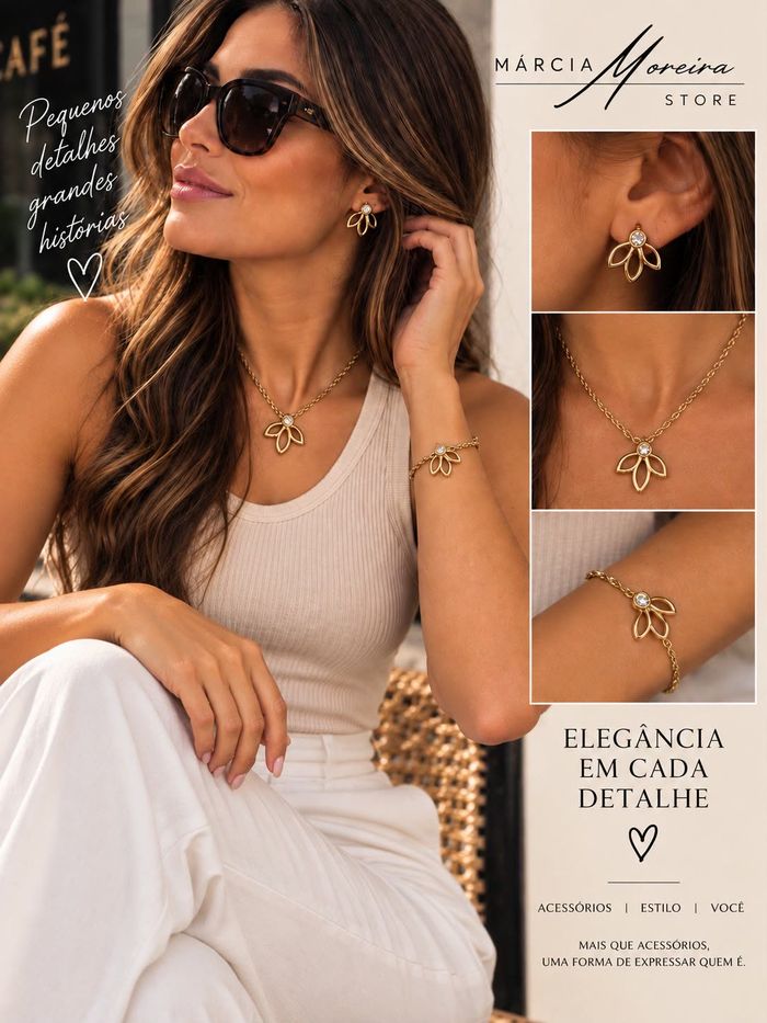 ✨ Conjunto floral dourado